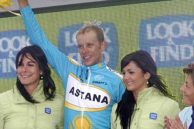 Andrey Kashechkin (Kasachstan Astana) gewinnt die 18. Etappe der Vuelta a Espana 2006 - Radsport Herren Vuelta a Espana 2006, Spanienrundfahrt, ProTour, Straßenradsport, Straße, Rad Gruppe 18. Etappe: Granada - Sierra de La Pandera Freude, Radsport Herren Vuelta a Espana 2006, Spanienrundfahrt, ProTour, Straßenradsport, Straße, Rad Gruppe 18. Etappe: Granada - Sierra de La Pandera Freude,