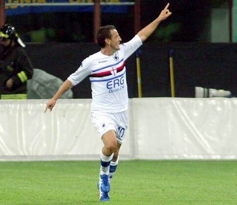 Francesco Flachi (Sampdoria Genua) - Torjubel -  Fußball Herren Serie A 2006 2007, 1. Italienische Liga, Einzelbild Mailand Freude, Fußball Herren Serie A 2006 2007, 1. Italienische Liga, Einzelbild Mailand Freude,