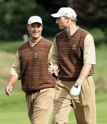 Chris DiMarco (li.) und Jim Furyk (beide Team USA) -  (STR2006092123) Golf Herren Ryder Cup 2006, Rydercup, PGA Tour, Training Gruppe Straffan Golf Herren Ryder Cup 2006, Rydercup, PGA Tour, Training Gruppe Straffan