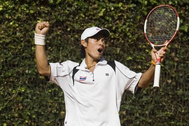 Danai Udomchoke (Thailand) jubelt Tennis Herren Davis Cup 2006, Daviscup, Relegation Einzelbild Düsseldorf Begeisterung, Freude, Tennis Herren Davis Cup 2006, Daviscup, Relegation Einzelbild Düsseldorf Begeisterung, Freude,