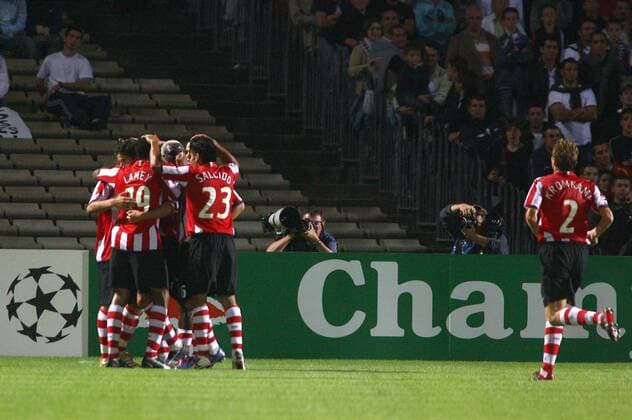 Torjubel Eindhoven -  (pan16444) Fußball EC 1 Herren Champions League 2006 2007, PSV Eindhoven Totale Bordeaux Fußball EC 1 Herren Champions League 2006 2007, PSV Eindhoven Totale Bordeaux  