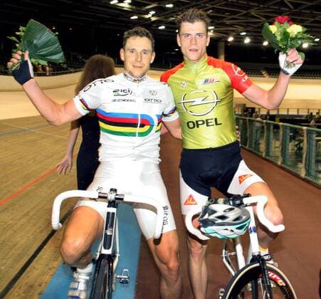 Die Sieger Robert Bartko (li.) und Robert Bengsch (beide Deutschland) Radsport Herren Opel Madison Cup 2006, Vdig Gruppe Berlin Freude, Radsport Herren Opel Madison Cup 2006, Vdig Gruppe Berlin Freude,
