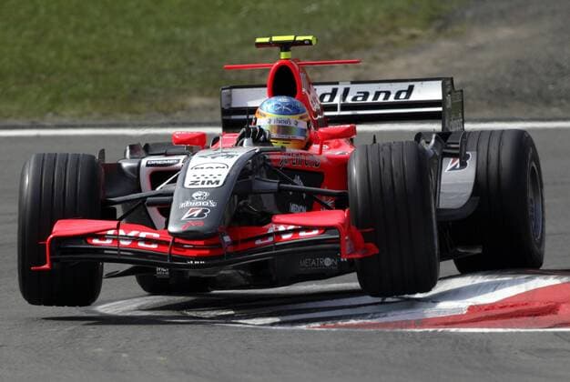 Testfahrer Adrian Sutil (Deutschland MF1) in seinem Boliden Motorsport Grand Prix Herren Großer Preis von Europa 2006, Formel 1 Weltmeisterschaft, F1, F, GP, WM Einzelbild Nürburgring Nürburg Motorsport Grand Prix Herren Großer Preis von Europa 2006, Formel 1 Weltmeisterschaft, F1, F, GP, WM Einzelbild Nürburgring Nürburg