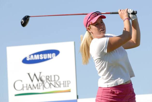 Brittany Lincicome (USA) schaut ihrem Abschlag hinterher -  (pal2006101219) Golf WM Damen Samsung World Championship 2006, LPGA Tour, Einzelbild Palm Desert Golf WM Damen Samsung World Championship 2006, LPGA Tour, Einzelbild Palm Desert