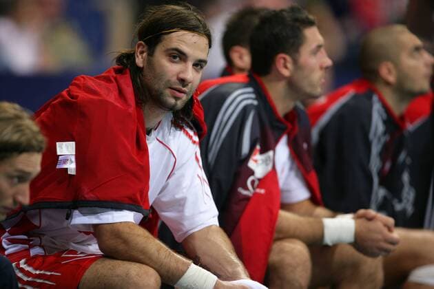 Ivano Balic (Kroatien) auf der Bank Handball Länderspiel Herren Statoil World Cup 2006, Worldcup, Nationalteam, Nationaltrikot, Gruppe Hannover Handball Länderspiel Herren Statoil World Cup 2006, Worldcup, Nationalteam, Nationaltrikot, Gruppe Hannover