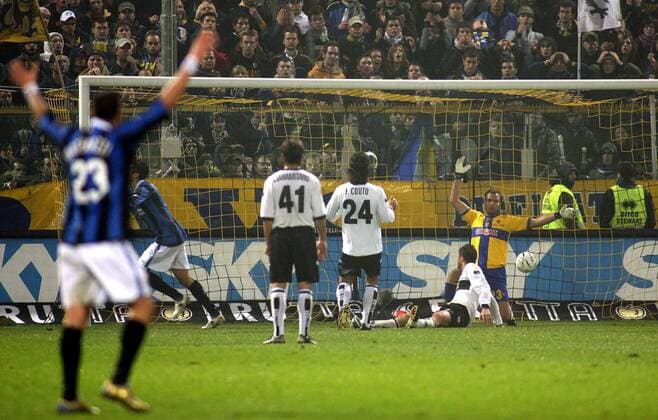 Tor für Inter im Spiel gegen Parma -  Fußball Herren Serie A 2006 2007, 1. Italienische Liga, FC Parma - FC Internazionale Mailand 1:2 Totale Parma Fußball Herren Serie A 2006 2007, 1. Italienische Liga, FC Parma - FC Internazionale Mailand 1:2 Totale Parma