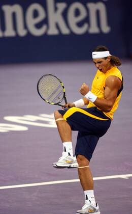 Rafael Nadal (Spanien) jubelt -  Tennis WM Herren Masters Cup 2006, MastersCup, ATP WM, Series, Tour Einzelbild Shanghai Freude, Begeisterung, Tennis WM Herren Masters Cup 2006, MastersCup, ATP WM, Series, Tour Einzelbild Shanghai Freude, Begeisterung,