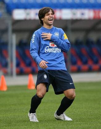 Diego (Brasilien) hat gut lachen Fußball Herren Nationalteam 2006, Training Einzelbild Basel Freude, Begeisterung, Fußball Herren Nationalteam 2006, Training Einzelbild Basel Freude, Begeisterung,