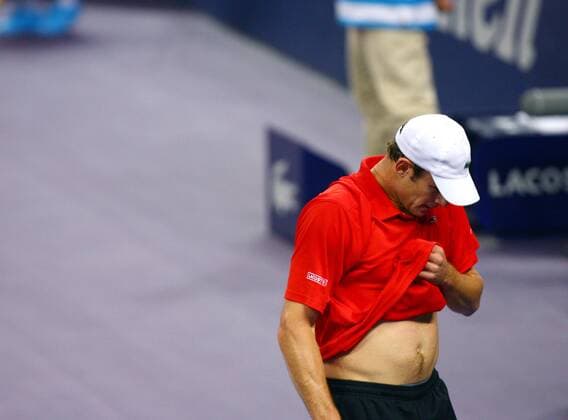 Andy Roddick (USA) enttäuscht -  Tennis Herren Masters Cup 2006, MastersCup, ATP WM, Tour, Series Einzelbild Shanghai Tennis Herren Masters Cup 2006, MastersCup, ATP WM, Tour, Series Einzelbild Shanghai