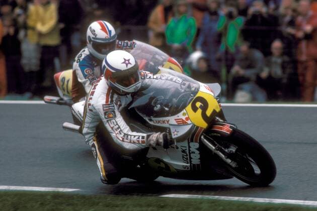 Marco Lucchinelli (Italien) auf seiner Maschine Motorsport WM Herren Weltmeisterschaft 1981, Motorrad, Motorradrennen, Motorradrennsport, Motorradsport Gruppe Aufnahmedatum geschätzt Motorsport WM Herren Weltmeisterschaft 1981, Motorrad, Motorradrennen, Motorradrennsport, Motorradsport Gruppe Aufnahmedatum geschätzt