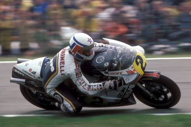 Marco Lucchinelli (Italien) auf seiner Maschine Motorsport WM Herren Weltmeisterschaft 1981, Motorrad, Motorradrennen, Motorradrennsport, Motorradsport, Maschine Einzelbild Aufnahmedatum geschätzt Assen Dynamik, Motorsport WM Herren Weltmeisterschaft 1981, Motorrad, Motorradrennen, Motorradrennsport, Motorradsport, Maschine Einzelbild Aufnahmedatum geschätzt Assen Dynamik,