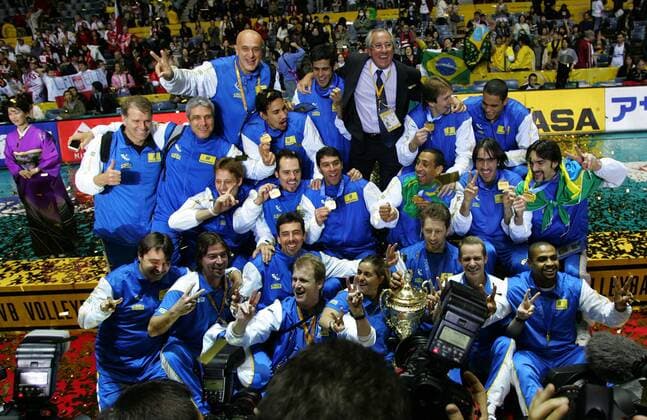 Brasilien ist FIVB Weltmeister 2006 - Volleyball WM Herren FIVB World Grand Prix 2006, Nationalteam, Finale, Endspiel, Länderspiel Totale Tokyo Freude, Volleyball WM Herren FIVB World Grand Prix 2006, Nationalteam, Finale, Endspiel, Länderspiel Totale Tokyo Freude,