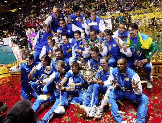 Brasilien ist FIVB Weltmeister 2006 - (aflo1035) Volleyball WM Herren FIVB World Grand Prix 2006, Länderspiel, Nationalteam, Finale, Endspiel, Totale Tokyo Freude, Volleyball WM Herren FIVB World Grand Prix 2006, Länderspiel, Nationalteam, Finale, Endspiel, Totale Tokyo Freude,