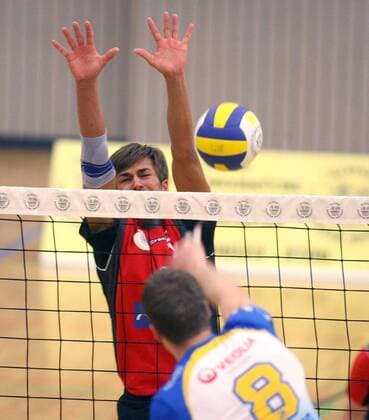 Thorsten Jordan (Wiesbaden, hi.) - Block Volleyball Herren DVV Pokal 2006 2007, Pokalspiel, Eintracht Wiesbaden - VC Leipzig Gruppe Wiesbaden Dynamik, Volleyball Herren DVV Pokal 2006 2007, Pokalspiel, Eintracht Wiesbaden - VC Leipzig Gruppe Wiesbaden Dynamik,