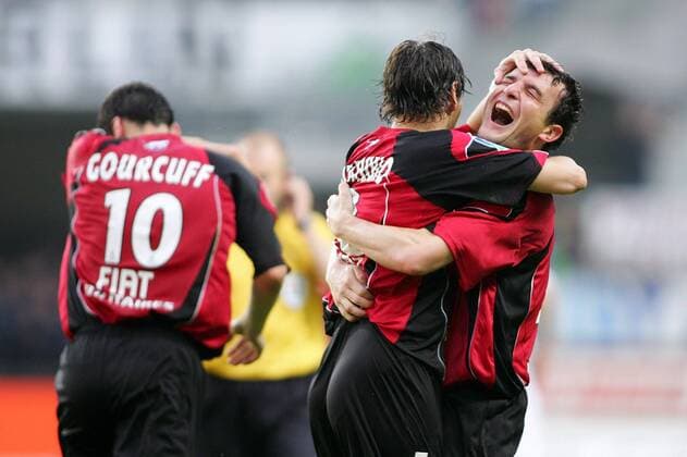 Alexander Frei (re.) und Olivier Monterrubio (beide Rennes) - Torjubel -  (pan14154) Fußball Herren Ligue 1 2005 2006, 1. Französische Liga, Stade Rennais - OSC Lille 2:2 Gruppe Rennes Freude, Begeisterung, Fußball Herren Ligue 1 2005 2006, 1. Französische Liga, Stade Rennais - OSC Lille 2:2 Gruppe Rennes Freude, Begeisterung,  