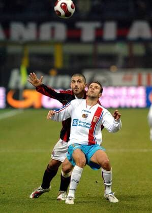 Guiseppe Mascara (Catania, re.) gegen Gennaro Gattuso (Milan) - Fußball Herren Serie A 2006 2007, 1. Italienische Liga, AC Mailand - Catania Calcio 3:0 Gruppe Mailand Fußball Herren Serie A 2006 2007, 1. Italienische Liga, AC Mailand - Catania Calcio 3:0 Gruppe Mailand