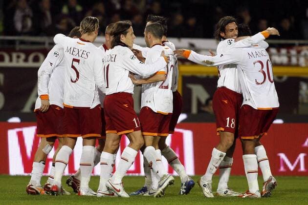 Torjubel Roma -  Fußball Herren Serie A 2006 2007, 1. Italienische Liga, AS Rom Gruppe Turin Freude, Fußball Herren Serie A 2006 2007, 1. Italienische Liga, AS Rom Gruppe Turin Freude,