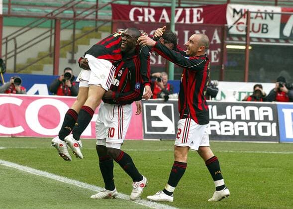 Torjubel Milan, u.a. mit Clarence Seedorf (li.) und Cristian Brocchi (re.) - Fußball Herren Serie A 2006 2007, 1. Italienische Liga, AC Mailand Gruppe Mailand Freude, Fußball Herren Serie A 2006 2007, 1. Italienische Liga, AC Mailand Gruppe Mailand Freude,