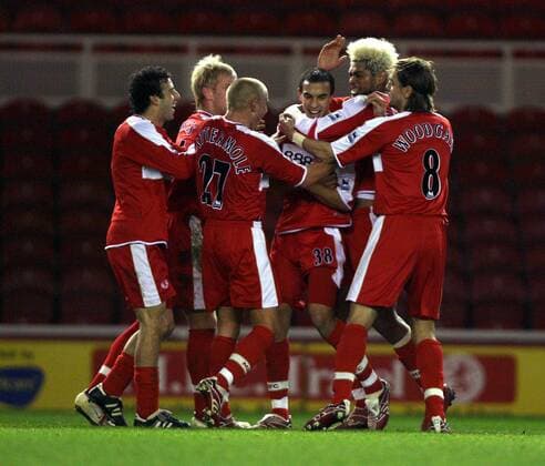 Torjubel Middlesbrough -  Fußball Herren English FA Cup 2006 2007, Englischer Pokal, Pokalspiel, Middlesbrough FC, English Premier League Gruppe 1. Englische Liga Middlesbrough Freude, Fußball Herren English FA Cup 2006 2007, Englischer Pokal, Pokalspiel, Middlesbrough FC, English Premier League Gruppe 1. Englische Liga Middlesbrough Freude,