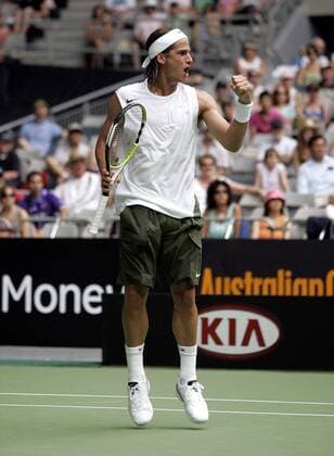 Feliciano Lopez (Spanien) jubelt Tennis Herren Australian Open 2007, ATP Tour, Grand Slam Einzelbild Melbourne Freude, Tennis Herren Australian Open 2007, ATP Tour, Grand Slam Einzelbild Melbourne Freude,