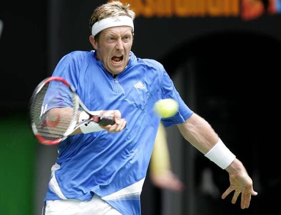 Jonas Björkman (Schweden) Tennis Herren Australian Open 2007, ATP Tour, Grand Slam Einzelbild Melbourne Dynamik Tennis Herren Australian Open 2007, ATP Tour, Grand Slam Einzelbild Melbourne Dynamik