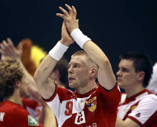 Gudjon Valur Sigurdsson (Island) - Schlußjubel Handball WM Herren WM 2007, Länderspiel, Nationalteam, Gruppe B, Nationaltrikot Einzelbild Magdeburg Freude, Handball WM Herren WM 2007, Länderspiel, Nationalteam, Gruppe B, Nationaltrikot Einzelbild Magdeburg Freude,