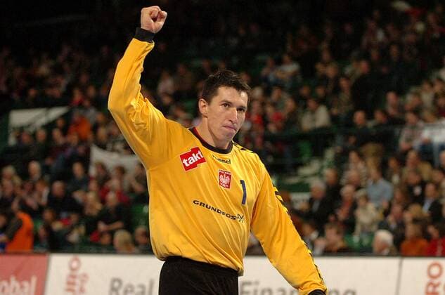 Torwart Slawomir Szmal (Polen) - Jubel Handball WM Herren WM 2007, Länderspiel, Nationalteam, Nationaltrikot, Gruppe C, Polen Einzelbild Halle Westfalen Freude Handball WM Herren WM 2007, Länderspiel, Nationalteam, Nationaltrikot, Gruppe C, Polen Einzelbild Halle Westfalen Freude