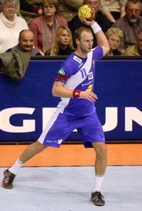 Olafur Stefansson (Island) am Ball Handball WM Herren WM 2007, Länderspiel, Nationalteam, Nationaltrikot, Island Einzelbild Gruppe B Magdeburg Handball WM Herren WM 2007, Länderspiel, Nationalteam, Nationaltrikot, Island Einzelbild Gruppe B Magdeburg