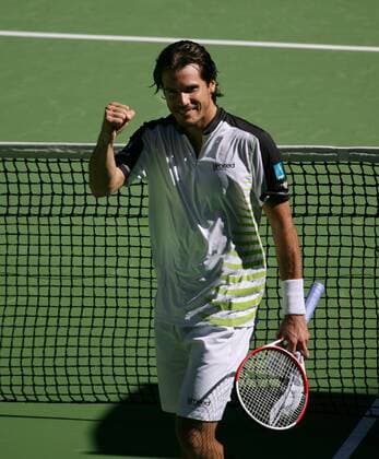 Thomas Haas (Deutschland) jubelt Tennis Herren Australian Open 2007, Grand Slam, ATP Tour Einzelbild Melbourne Freude, Tennis Herren Australian Open 2007, Grand Slam, ATP Tour Einzelbild Melbourne Freude,