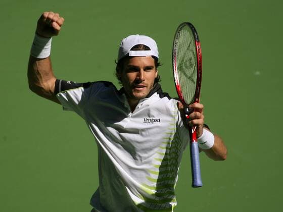 Thomas Haas (Deutschland) jubelt Tennis Herren Australian Open 2007, Grand Slam, ATP Tour Einzelbild Melbourne Freude, Tennis Herren Australian Open 2007, Grand Slam, ATP Tour Einzelbild Melbourne Freude,