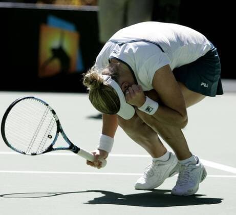 Kim Clijsters (Belgien) verzweifelt Tennis Damen Australian Open 2007, Grand Slam, WTA Tour Einzelbild Melbourne Enttäuschung, Verzweiflung, Tennis Damen Australian Open 2007, Grand Slam, WTA Tour Einzelbild Melbourne Enttäuschung, Verzweiflung,