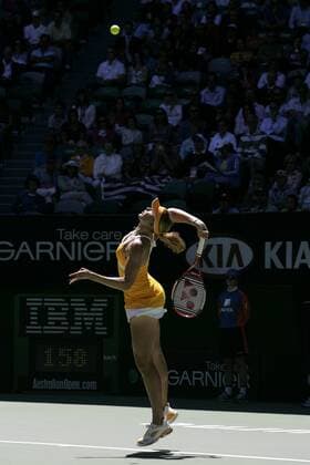 Nicole Vaidisova (Tschechien) - Aufschlag Tennis Damen Australian Open 2007, WTA Tour, Grand Slam, Halbfinale Einzelbild Melbourne Tennis Damen Australian Open 2007, WTA Tour, Grand Slam, Halbfinale Einzelbild Melbourne