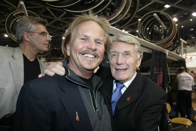 Sänger Frank Zander (li.) und Otto Ziege (beide Deutschland), Sportdirektor des Berliner Sechs Tage Rennens 2007, Radsport Herren Berliner 6 Tage Rennen 2007, Sechstagerennen, Sechstage, Sechs, Sixdays, six days, Vdig Gruppe Berlin Radsport Herren Berliner 6 Tage Rennen 2007, Sechstagerennen, Sechstage, Sechs, Sixdays, six days, Vdig Gruppe Berlin