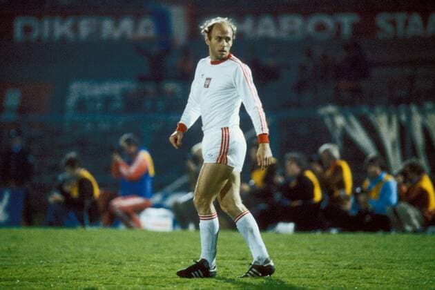 Grzegorz Lato (Polen) - Schulterblick Fußball Länderspiel Herren EM Qualifikation 1979, Nationalteam, Nationaltrikot, Vdia Einzelbild Amsterdam Fußball Länderspiel Herren EM Qualifikation 1979, Nationalteam, Nationaltrikot, Vdia Einzelbild Amsterdam