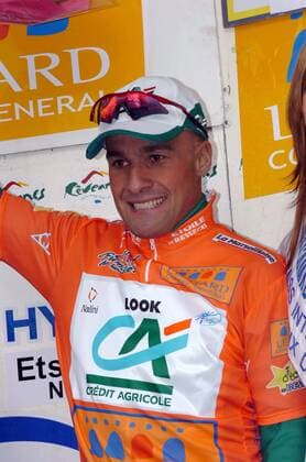 Angelo Furlan (Italien Credit Agricole), Gewinner der 1. Etappe und somit Gesamtführender der Etoile de Besseges 2007 -  Radsport Herren Etoile de Besseges 2007, Straßenradsport, Straße, Rad Einzelbild 1. Etappe: Pezenas - Palavats les Flots Freude, Radsport Herren Etoile de Besseges 2007, Straßenradsport, Straße, Rad Einzelbild 1. Etappe: Pezenas - Palavats les Flots Freude,