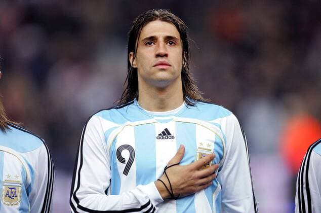 Hernan Crespo (Argentinien) während der Hymne - (pan18701) Fußball Länderspiel Herren Freundschaftsspiel 2007, Test, Testspiel, Nationalmannschaft, Nationalteam, Nationaltrikot Porträt Paris Fußball Länderspiel Herren Freundschaftsspiel 2007, Test, Testspiel, Nationalmannschaft, Nationalteam, Nationaltrikot Porträt Paris