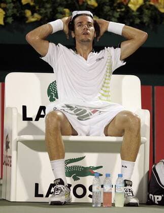 Thomas Haas (Deutschland) erschöpft Tennis Herren Dubai Tennis Championships 2007, Championship, ATP Tour Einzelbild o0 Halbfinale Dubai Erschöpfung, Tennis Herren Dubai Tennis Championships 2007, Championship, ATP Tour Einzelbild o0 Halbfinale Dubai Erschöpfung,