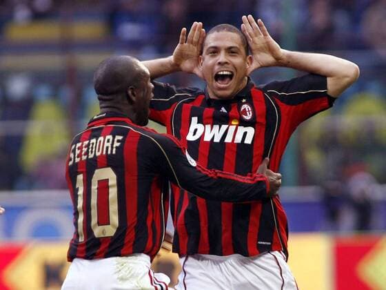 Ronaldo (re.) - Torjubel mit Clarence Seedorf (beide AC Mailand) -  Fußball Herren Serie A 2006 2007, 1. Italienische Liga, Milan Gruppe Mailand Freude, Begeisterung, Fußball Herren Serie A 2006 2007, 1. Italienische Liga, Milan Gruppe Mailand Freude, Begeisterung,