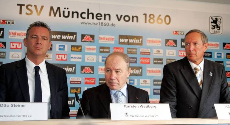 Führungstrio 1860, Präsident Albrecht von Linde (re.) sowie die beiden Vizepräsidenten Otto Steiner (li.) und Karsten Wettberg Fußball 2. BL Herren Saison 2006 2007, TSV 1860 München, Vorstellung, Präsentation, Pressekonferenz, Pressetermin Gruppe München Fußball 2. BL Herren Saison 2006 2007, TSV 1860 München, Vorstellung, Präsentation, Pressekonferenz, Pressetermin Gruppe München