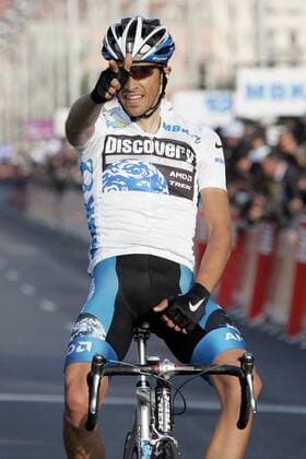Alberto Contador (Spanien Discovery Channel) gewinnt die 7. Etappe und somit die Gesamtwertung von Paris Nizza 2007 Radsport Herren Paris Nizza 2007, ProTour, Straßenradsport, Straße, Rad Einzelbild 7. Etappe: Nice - Nice Freude, Radsport Herren Paris Nizza 2007, ProTour, Straßenradsport, Straße, Rad Einzelbild 7. Etappe: Nice - Nice Freude,