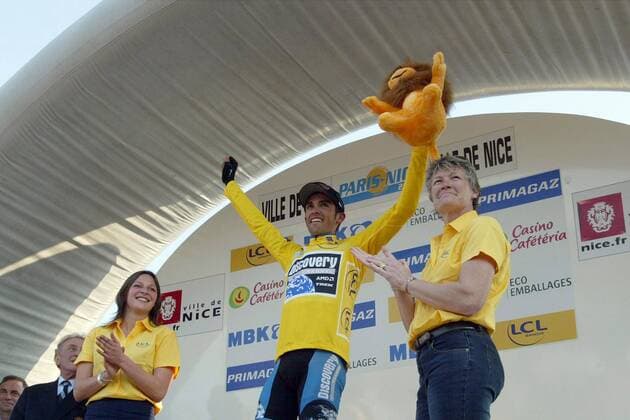 Alberto Contador (Spanien Discovery Channel) - Sieger der 7. Etappe sowie der Gesamtwertung von Paris Nizza 2007 Radsport Herren Paris Nizza 2007, ProTour, Straßenradsport, Straße, Rad, Podest, Gruppe 7. Etappe: Nice - Nice Freude, Radsport Herren Paris Nizza 2007, ProTour, Straßenradsport, Straße, Rad, Podest, Gruppe 7. Etappe: Nice - Nice Freude,