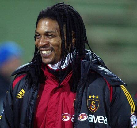 Rigobert Song (Galatasaray) gut gelaunt -  Fußball Herren Süper Lig 2006 2007, 1. Türkische Liga, Galatasaray Istanbul Einzelbild Konya Freude, Fußball Herren Süper Lig 2006 2007, 1. Türkische Liga, Galatasaray Istanbul Einzelbild Konya Freude,