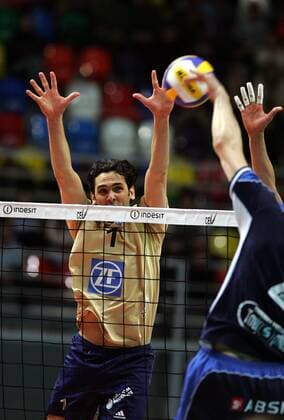 Juliano Bendini (Friedrichshafen) - Block -  Volleyball EC 1 Herren Indesit European Champions League 2006 2007, VfB Friedrichshafen, Finale, Endspiel Einzelbild Moskau Dynamik, Volleyball EC 1 Herren Indesit European Champions League 2006 2007, VfB Friedrichshafen, Finale, Endspiel Einzelbild Moskau Dynamik,