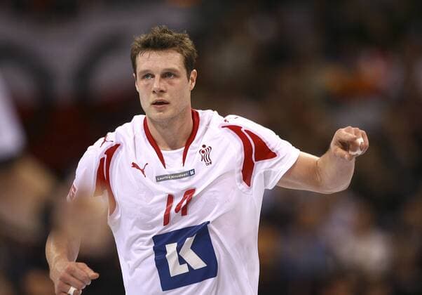 Michael Knudsen (Dänemark) - Torjubel Handball WM Herren WM 2007, Länderspiel, Halbfinale, Nationalteam, Nationaltrikot, Einzelbild Hamburg Freude, Handball WM Herren WM 2007, Länderspiel, Halbfinale, Nationalteam, Nationaltrikot, Einzelbild Hamburg Freude,