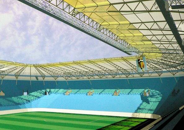 Computersimulation der neuen Dnipro Arena in Dnjepropetrowsk - Wettkampfstätte der Euro 2012 - (EN00135489006) Fußball EM Herren Vorschau 2007, Euro 2012, Austragungsort, Wettkampfstätte, Spielstätten, Totale Dnjepropetrowsk Fußball EM Herren Vorschau 2007, Euro 2012, Austragungsort, Wettkampfstätte, Spielstätten, Totale Dnjepropetrowsk