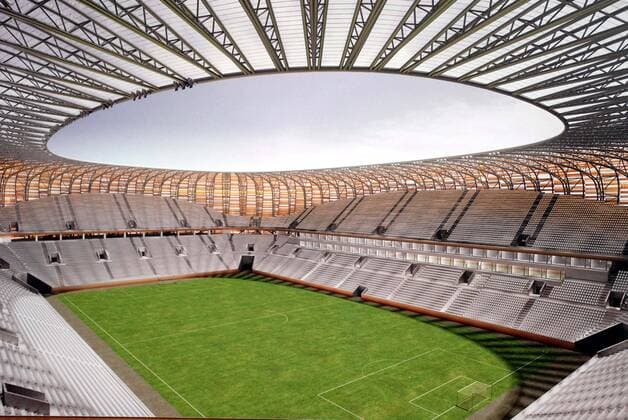 Computersimulation der neuen Baltic Arena in Danzig - Wettkampfstätte der Euro 2012 - Fußball EM Herren Vorschau 2007, Euro 2012, Austragungsort, Wettkampfstätte, Spielstätten, Totale Danzig Fußball EM Herren Vorschau 2007, Euro 2012, Austragungsort, Wettkampfstätte, Spielstätten, Totale Danzig