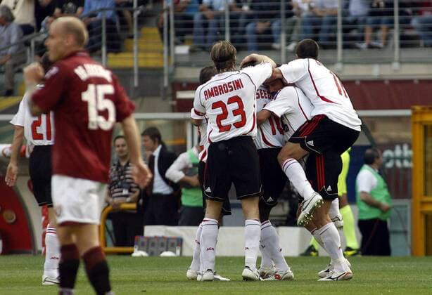 Torjubel AC Mailand -  Fußball Herren Serie A 2006 2007, 1. Italienische Liga, Milan Gruppe Turin Freude, Fußball Herren Serie A 2006 2007, 1. Italienische Liga, Milan Gruppe Turin Freude,