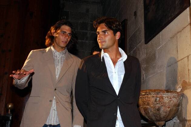 Roger Federer (Schweiz, re.) und Rafael Nadal (Spanien) besuchen im Vorfeld ihres Showkampfes Battle of Surfaces die Kathedrale von Palma de Mallorca mit Bildern des Künstlers Miguel Barcelo (Spanien) -  Tennis Herren Battle of Surfaces 2007, Schaukampf, Showkampf, Batalla de la Superficies, Showmatch Gruppe o0 Schlacht der Beläge Palma de Mallorca Tennis Herren Battle of Surfaces 2007, Schaukampf, Showkampf, Batalla de la Superficies, Showmatch Gruppe o0 Schlacht der Beläge Palma de Mallorca