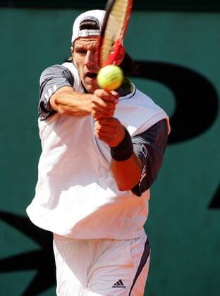 Jürgen Melzer (Österreich) Tennis Herren French Open 2007, ATP Tour, Grand Slam Einzelbild Roland Garros Paris Dynamik, Tennis Herren French Open 2007, ATP Tour, Grand Slam Einzelbild Roland Garros Paris Dynamik,