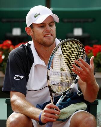 Andy Roddick (USA) nachdenklich -  (PAR20070529721) Tennis Herren French Open 2007, ATP Tour, Grand Slam, Einzelbild Roland Garros Paris Nachdenklichkeit, Tennis Herren French Open 2007, ATP Tour, Grand Slam, Einzelbild Roland Garros Paris Nachdenklichkeit,